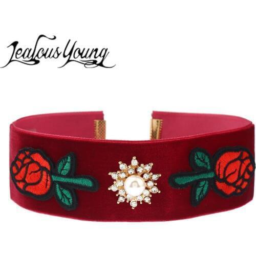 Temperament Hand Embroidery Two Roses Necklace For Women Wedding Jewelry Parure Bijoux Femme Mariage AN077