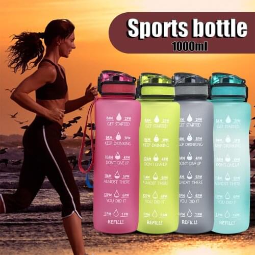 1.5L Portable Outdoor Leak-Proof Hiking Camping Bottles Plastic Sports Fitness Water Bottle Frosted Gradient Bouncing Cover Cup