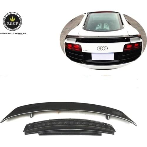 10-15 For Aud R8 V8 V10 COUPE GT style carbon fiber rear spoiler GT wing with base panel plate