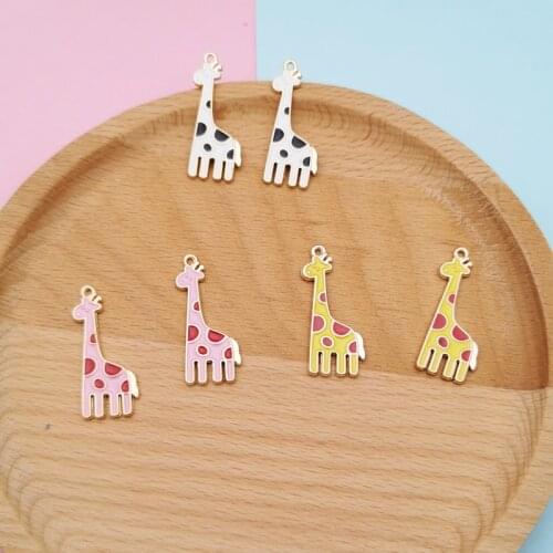 10pcs Cute Giraffe Deer Alloy Enamel Pendant Charms For Girls DIY Bracelet Necklace Jewelry Making Accessories Craft Gift YZ835