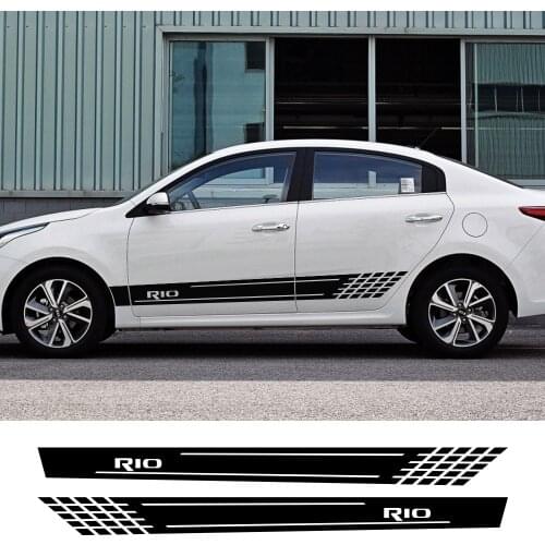 2PCS Car Decor Decals For Kia Rio 3 4 K2 K3 X-Line Auto Door Side Skirt Stripes Stickers Reflective Auto Vinyl Films Accessories