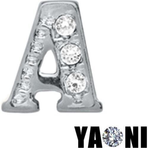 20pcs lot Free Shipping Floating Locket Charms Crystal Alphabet Letter A Charms For Floating Locket
