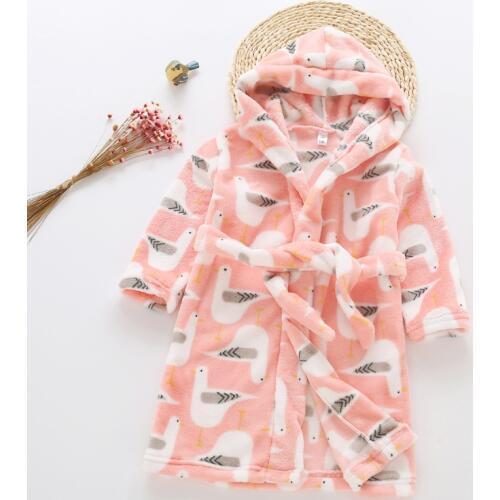 Long Sleeves Hooded Towel Robe For Kids Childrens Bathrobe Cartoon Baby Robe Lovely Animal Boy Bath Robe Autumn Girls Bathrobe