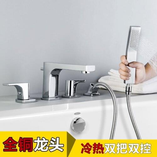 Beiluode Bathtub Faucet Bath Tub Cold and Hot Mixer Deck Mounted Tub Split Body Chrome Bathroom Faucets Mixer 4 Hole YG1001