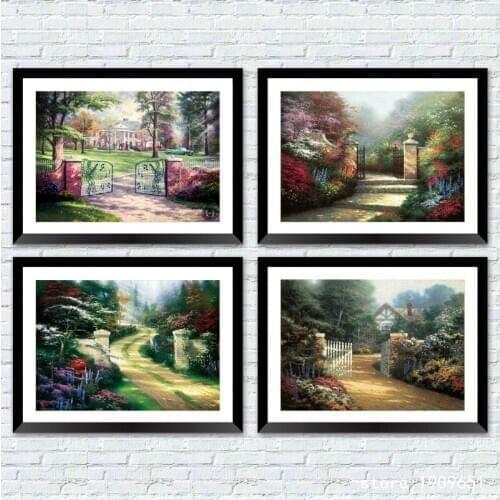No frame Thomas house tree scenery oil painting canvas printings oil painting printed on cotton wall art decoration picture
