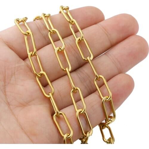 100% Stainless Steel Chains For Jewelry Making Gold/Silver Color Metal Oval Link Chain By Meter Cadenas Por Metros Wholesale 1m