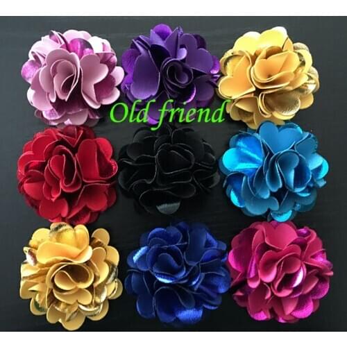 2" Bright Fabric Flowers, Sparkling Farib Hair Flower Without Clips 150pcs/lot