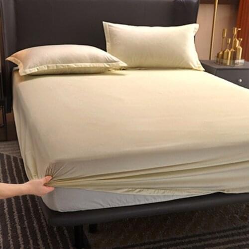 100% Cotton Fitted Sheet Solid Color Mod Bed Cover Soft For King/Queen Size 0.9-2M Home Bed Bedding Cover Black Bed Bedspread