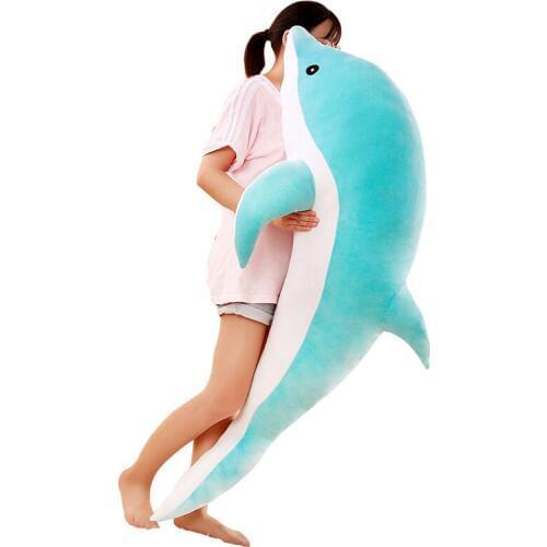 Dorimytrader New Soft Sea Animal Dolphin Plush Pillow Giant Stuffed Cartoon Dolphin Shark Toy Doll for Kids Adults Gift 160cm