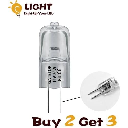 Buy 2 get 3) Hot Size Halogen Lamp G4 12V 20W 1PCS light bulbs inserted beads crystal lamp Halogen Lamps indoor lighting bulbs