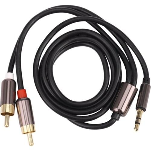 Quality 1M 3.5mm Male Jack to 2 RCA Male AUX Analog Stereo Audio Y Adapter Cable Cord TR