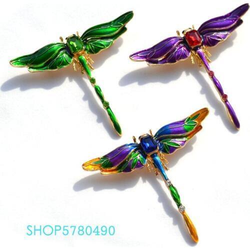 Classic Jewelry Dragonfly Brooch for Women Multi Color Rhinestone Brooch Painted Elegant Breast Pin Ladies Gifts Party Garments
