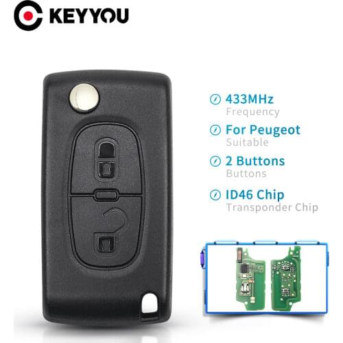 KEYYOU VA2 Blade 433Mhz ID46 ASK 2 Buttons CE0523/Ce0536 Car Key For Peugeot 207 307 407 208 308 408 607 Partner Remote Key