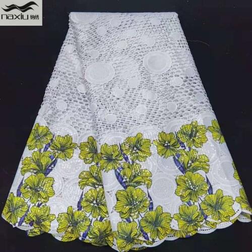 Madison 2021 High Quality African French Embroidery Sequins Cord Guipure Lace Fabric For Nigerian Wedding Party Sewing