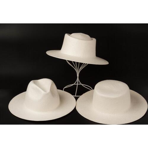 01906-HH7308 jazz cap handmade white fine paper Lightweight breathable summer fedoras cap men women leisure panama hat