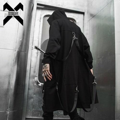 11 BYBBS DARK Wizard Cape Cloak Jacket Windbreaker Men Ribbon Design Gothic Punk Streetwear Long Jacket Coats Hoody WB242