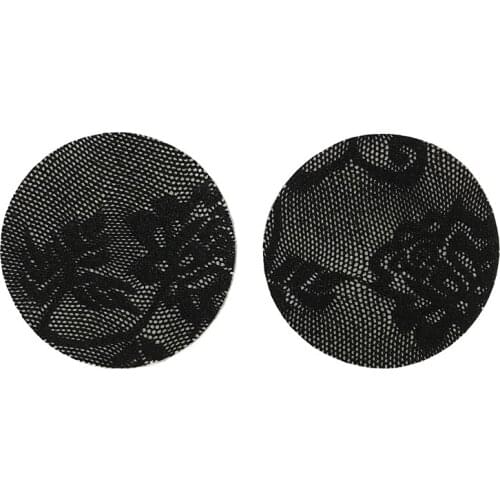 Stickers on Nipples Round Black Sexy Booby Tape Lace Floral Nipple Pasties Breathable Ladies Bra Accessories Hot Sexy NCW186