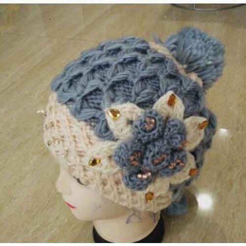 New Arrivals Fashion Women Winter Warm rhinestone Knitted Crochet Skull Beanie Hat Caps Free Shipping 100pcs/lot #3952