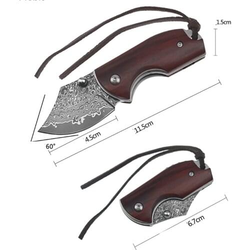 Handmade Damascus steel knife folding pocket knife Manual outdoor portable folding knife utility knife Rosewood handle