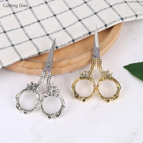 9X5.5cm Retro Tailors Scissors Sewing Scissors For Needlework Gold Silver Sewing Handicraft Scissors Diy Home Handmade Tools