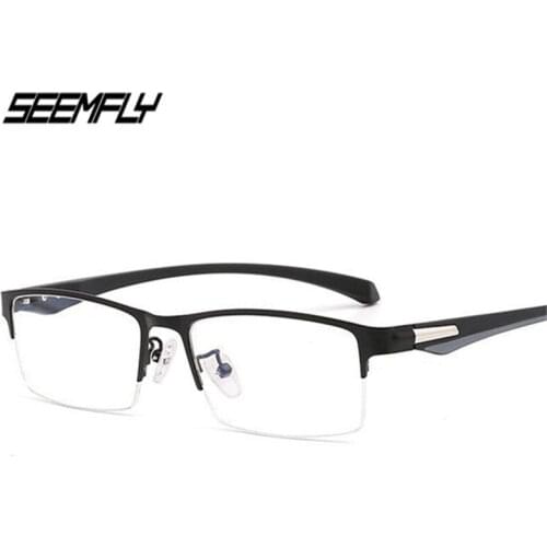 Seemfly Classic Men Women Multifocal Anti Blue Light Reading Glasses Metal Half Frame Clear Lens Presbyopic Glasses +1.0 To +4.0
