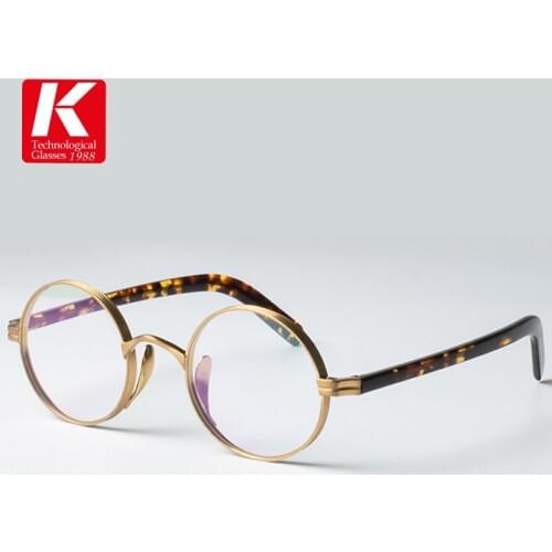 IP Titanium Glasses Frame Round Women Japan Luxury Prescription Myopia Optical Eyeglasses Frame Retro Acetate Small Eyewear