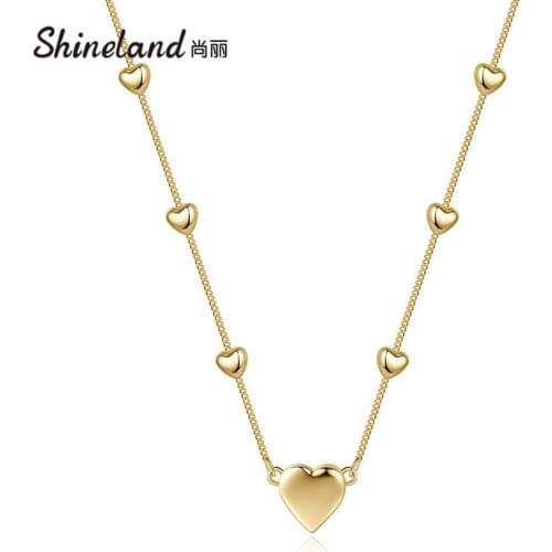 Shineland Tiny Heart Choker Necklace For Women Metal Dainty Pendant Punk Statement Collar 2021 Fashion Jewelry Gifts Bijoux