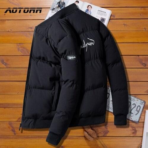 Winter Jacket Men Parka Coats Solid Thicken Jackets Letter Print Parkas Mens Warm Clothing Stand Collar New Outwear Dropshipping