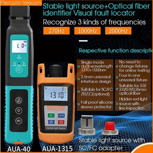 Light source Optical light source Power Meter Portable 1310,1550nm +AUA-40 Live Fiber Identifier Optical Fiber Identif VFL OPM