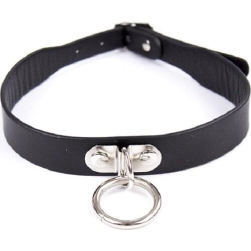 Leather Adjustable Neck Collar pull ring Slave flirting fetish Role Play bondage BDSM Sex Game couple toy for female
