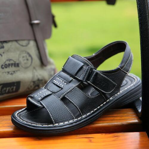 2016 summer men 's leather sandals leather sandals men breathable leather open-toed sandals everyday casual male sandals