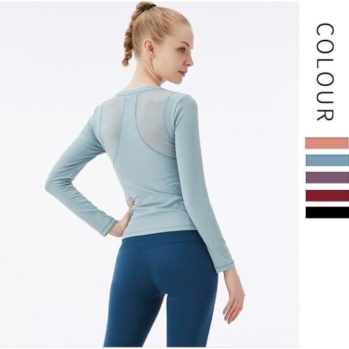 Mesh Stitching High-end Women Running T-Shirts Sports Yoga Shirts Chest Pad Tops Training Shirt Gym Fitness Workout Sportswear