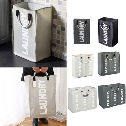 Foldable Dirty Laundry Basket Bag Organizer Basket Collapsible Three Grid Home Bathroom Clothes Washing Storage Bag Waterproof