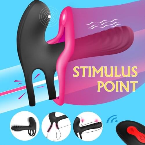 Couple G Spot Vibrator Penis Vibrating Ring Long Lasting Erection Vagina Clitoris Stimulator Sex Toys Dildo for Women Starp on