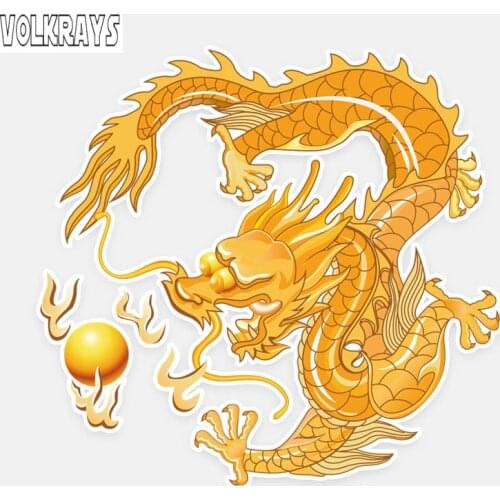 Volkrays Creative Car Sticker Colored Chinese Wind Dragon Graphic Accessories Reflective Waterproof PVC Decal,14cm*13cm