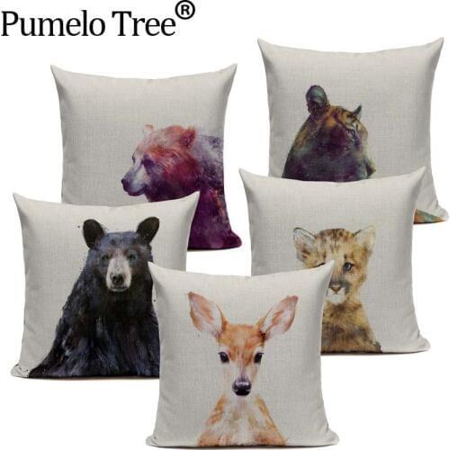 High Quality Cushions Bunny Bear Lion Animal Cushions Cover Heart Home Decor Linen Pillow Cover Decorative Car Sofa Throw Pillow
