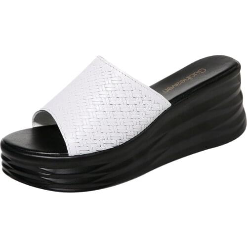 Woman Shoes Guciheaven New Open-Toed Wedge Slippers Summer Flip-Flops Solid Color Waterproof Platform