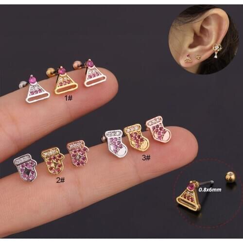 1Pc New arrival 20G Tiny Ear Cartilage Tragus Stud Cute Hand Feet Shape conch earrings Propeller Piercing Tragus Body Jewelry