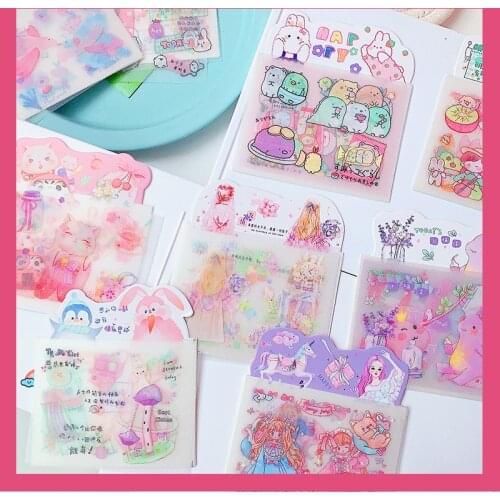 10 Style Creative Cartoon DIY Frosted Book Decoration cute Fresh Label Paper Hand Account Sticker