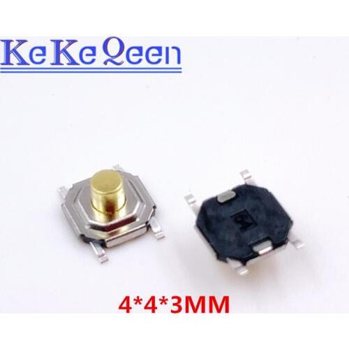 100PCS 4x4x3mm Push Button Switch Copper H=3mm 4*4*3mm 4*4*3.0mm SMD Micro Switch Tact Switch NEW 5.2x5.2x3mm