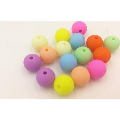 100 pcs/lot 15mm Silicone Beads Round Silicone Beads Mixed Color BPA Free Food Grade Baby Teether Beads free shipping