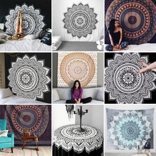 150*200cm Tapestry Wall Hanging Mandala Series Printing Macrame Beach Towel Mat Blanket Yoga Mat Shawl Carpet Home Cushion