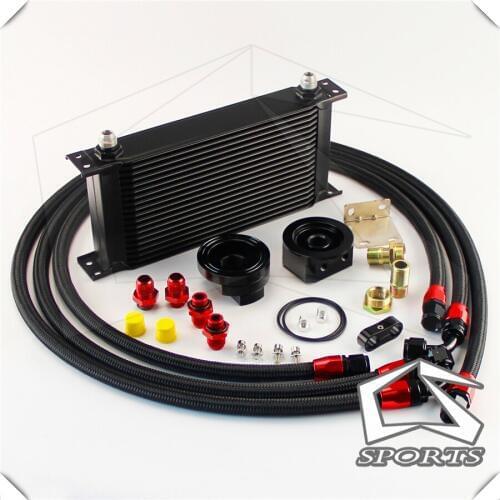 19 Row AN8 Engine Oil Cooler + 3/4*16 & M20 Filter Relocation Adapter Kit