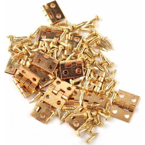20pcs mini metal hinges and screws for 1/12 mini furniture cabinet brass hinge doll house mini cabinet closet