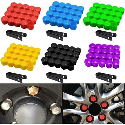 17/19/21mm 20Pcs Car Wheel Nut Caps Protection Covers Caps Anti-Rust Auto Hub Screw Cover Car Tyre Nut Bolt Exterior Decoration