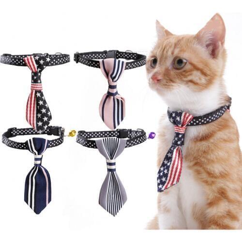 2019 New Dog Collar Adjustable Pet Nylon Collars For Puppy Bow Tie Accessories Small Dogs Tie Cat Leash Pets Bells Necklace