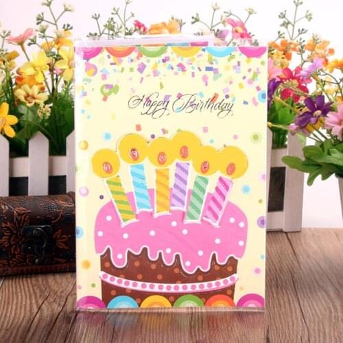 6pcs/lot Birthday Cake Music Greeting Card Special Today Blessing Card Postcards Birthday Gift Card Set Message Card