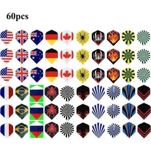 60pcs 2D Cool Standard Dart Flights Nice Darts Flight Outdoor Wing Tail Mixed Pattern Harrows Throwing Toys
