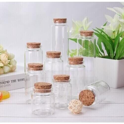 80pcs 10-60ml Glass Bottles Clear Drifting Bottles Christmas Small Wishing Bottles with Cork Stoppers for Wedding Birthday Party