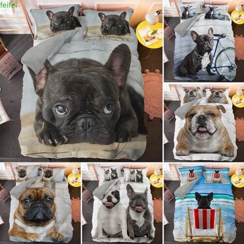 Bulldog Bedding Set Pet Animal Dog Duvet Cover For Kids Adult Bedclothes With Pillowcase Quilt Comforter Covers